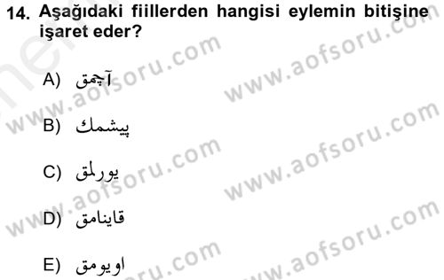 Osmanlı Türkçesine Giriş 2 Dersi 2017 - 2018 Yılı (Vize) Ara Sınav Soruları 14. Soru