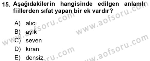 Osmanlı Türkçesine Giriş 2 Dersi 2017 - 2018 Yılı (Vize) Ara Sınav Soruları 15. Soru