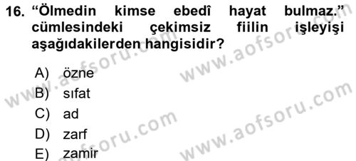 Osmanlı Türkçesine Giriş 2 Dersi 2017 - 2018 Yılı (Vize) Ara Sınav Soruları 16. Soru