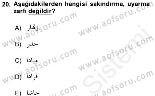 Osmanlı Türkçesine Giriş 2 Dersi 2017 - 2018 Yılı (Vize) Ara Sınav Soruları 20. Soru