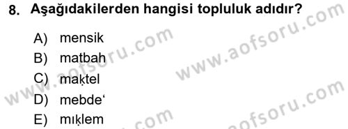 Osmanlı Türkçesine Giriş 2 Dersi 2017 - 2018 Yılı (Vize) Ara Sınav Soruları 8. Soru