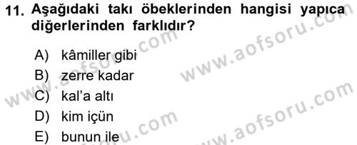 Osmanlı Türkçesine Giriş 2 Dersi 2017 - 2018 Yılı (Final) Dönem Sonu Sınav Soruları 11. Soru