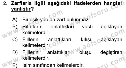 Osmanlı Türkçesine Giriş 2 Dersi 2017 - 2018 Yılı (Final) Dönem Sonu Sınav Soruları 2. Soru