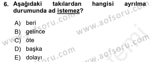 Osmanlı Türkçesine Giriş 2 Dersi 2017 - 2018 Yılı (Final) Dönem Sonu Sınav Soruları 6. Soru