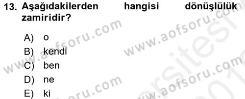 Osmanlı Türkçesine Giriş 2 Dersi 2018 - 2019 Yılı (Vize) Ara Sınav Soruları 13. Soru
