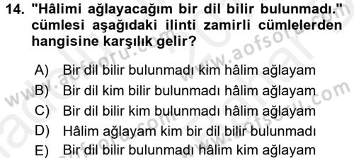 Osmanlı Türkçesine Giriş 2 Dersi 2018 - 2019 Yılı (Vize) Ara Sınav Soruları 14. Soru