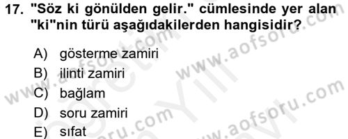 Osmanlı Türkçesine Giriş 2 Dersi 2018 - 2019 Yılı (Vize) Ara Sınav Soruları 17. Soru
