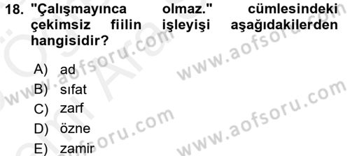 Osmanlı Türkçesine Giriş 2 Dersi 2018 - 2019 Yılı (Vize) Ara Sınav Soruları 18. Soru