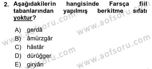 Osmanlı Türkçesine Giriş 2 Dersi 2018 - 2019 Yılı (Vize) Ara Sınav Soruları 2. Soru