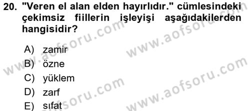 Osmanlı Türkçesine Giriş 2 Dersi 2018 - 2019 Yılı (Vize) Ara Sınav Soruları 20. Soru