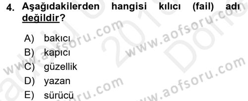 Osmanlı Türkçesine Giriş 2 Dersi 2018 - 2019 Yılı (Final) Dönem Sonu Sınav Soruları 4. Soru