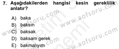 Osmanlı Türkçesine Giriş 2 Dersi 2018 - 2019 Yılı (Final) Dönem Sonu Sınav Soruları 7. Soru