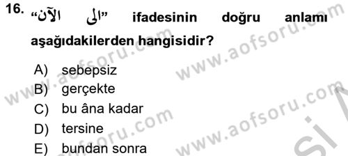 Osmanlı Türkçesine Giriş 2 Dersi 2018 - 2019 Yılı Yaz Okulu Sınav Soruları 16. Soru
