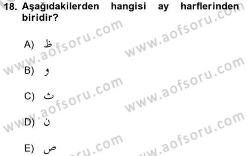 Osmanlı Türkçesine Giriş 2 Dersi 2018 - 2019 Yılı Yaz Okulu Sınav Soruları 18. Soru