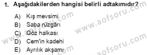 Osmanlı Türkçesine Giriş 2 Dersi 2020 - 2021 Yılı Yaz Okulu Sınavı 1. Soru