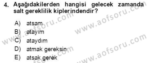 Osmanlı Türkçesine Giriş 2 Dersi 2020 - 2021 Yılı Yaz Okulu Sınavı 4. Soru