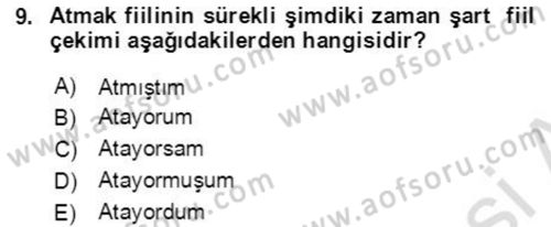 Osmanlı Türkçesine Giriş 2 Dersi 2020 - 2021 Yılı Yaz Okulu Sınavı 9. Soru