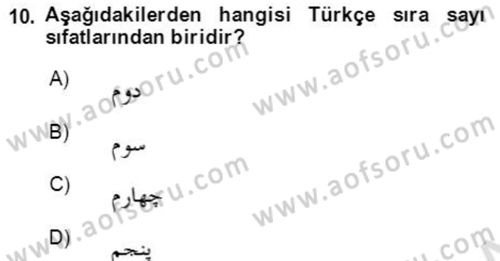 Osmanlı Türkçesine Giriş 2 Dersi 2021 - 2022 Yılı (Vize) Ara Sınav Soruları 10. Soru