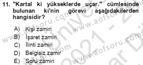 Osmanlı Türkçesine Giriş 2 Dersi 2021 - 2022 Yılı (Vize) Ara Sınav Soruları 11. Soru
