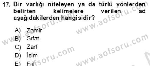 Osmanlı Türkçesine Giriş 2 Dersi 2021 - 2022 Yılı (Vize) Ara Sınav Soruları 17. Soru