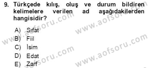 Osmanlı Türkçesine Giriş 2 Dersi 2021 - 2022 Yılı (Vize) Ara Sınav Soruları 9. Soru