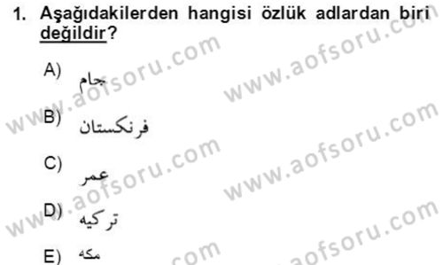 Osmanlı Türkçesine Giriş 2 Dersi 2021 - 2022 Yılı (Final) Dönem Sonu Sınav Soruları 1. Soru