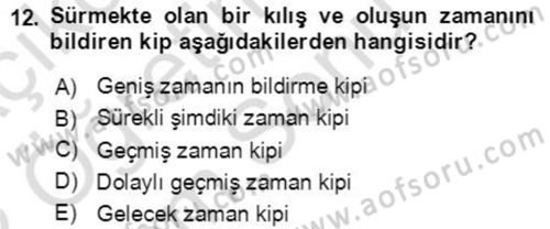 Osmanlı Türkçesine Giriş 2 Dersi 2021 - 2022 Yılı (Final) Dönem Sonu Sınav Soruları 12. Soru