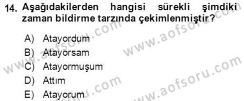 Osmanlı Türkçesine Giriş 2 Dersi 2021 - 2022 Yılı (Final) Dönem Sonu Sınav Soruları 14. Soru