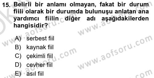 Osmanlı Türkçesine Giriş 2 Dersi 2022 - 2023 Yılı Yaz Okulu Sınav Soruları 15. Soru