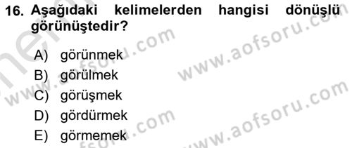 Osmanlı Türkçesine Giriş 2 Dersi 2023 - 2024 Yılı (Vize) Ara Sınav Soruları 16. Soru