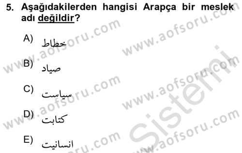 Osmanlı Türkçesine Giriş 2 Dersi 2023 - 2024 Yılı (Vize) Ara Sınav Soruları 5. Soru