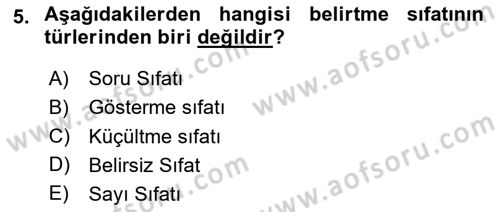 Osmanlı Türkçesine Giriş 2 Dersi 2023 - 2024 Yılı (Final) Dönem Sonu Sınav Soruları 5. Soru