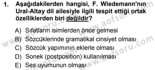 Orhun Türkçesi Dersi Ara Sınavı Deneme Sınav Soruları 1. Soru