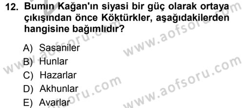 Orhun Türkçesi Dersi Ara Sınavı Deneme Sınav Soruları 12. Soru