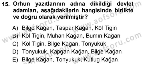 Orhun Türkçesi Dersi 2012 - 2013 Yılı (Vize) Ara Sınav Soruları 15. Soru