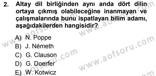 Orhun Türkçesi Dersi 2012 - 2013 Yılı (Vize) Ara Sınav Soruları 2. Soru