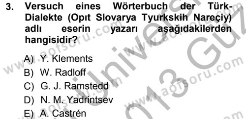 Orhun Türkçesi Dersi 2012 - 2013 Yılı (Vize) Ara Sınav Soruları 3. Soru