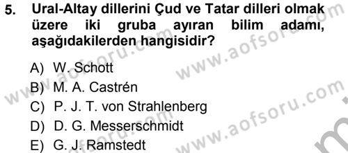 Orhun Türkçesi Dersi 2012 - 2013 Yılı (Vize) Ara Sınav Soruları 5. Soru