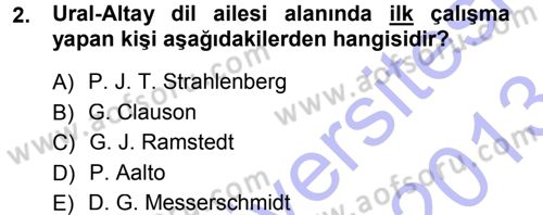 Orhun Türkçesi Dersi 2012 - 2013 Yılı (Final) Dönem Sonu Sınav Soruları 2. Soru