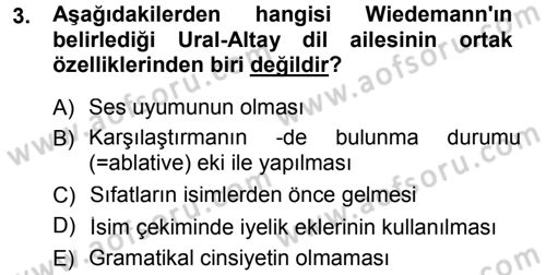Orhun Türkçesi Dersi 2012 - 2013 Yılı (Final) Dönem Sonu Sınav Soruları 3. Soru
