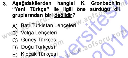 Orhun Türkçesi Dersi 2013 - 2014 Yılı (Final) Dönem Sonu Sınav Soruları 3. Soru
