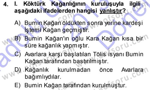 Orhun Türkçesi Dersi 2013 - 2014 Yılı (Final) Dönem Sonu Sınav Soruları 4. Soru