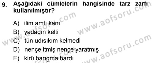 Orhun Türkçesi Dersi 2013 - 2014 Yılı (Final) Dönem Sonu Sınav Soruları 9. Soru