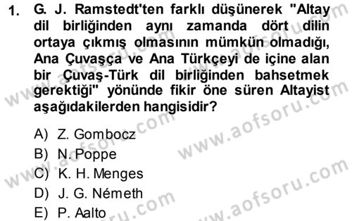 Orhun Türkçesi Dersi Ara Sınavı Deneme Sınav Soruları 1. Soru