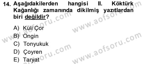 Orhun Türkçesi Dersi Ara Sınavı Deneme Sınav Soruları 14. Soru
