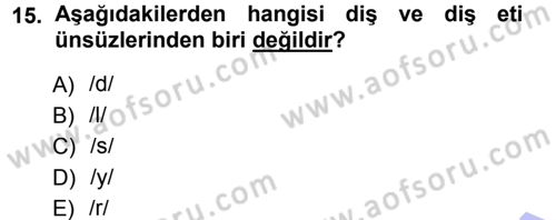Orhun Türkçesi Dersi 2014 - 2015 Yılı (Vize) Ara Sınav Soruları 15. Soru