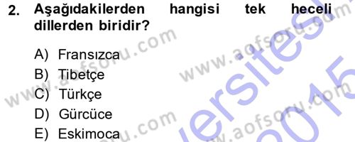 Orhun Türkçesi Dersi Ara Sınavı Deneme Sınav Soruları 2. Soru