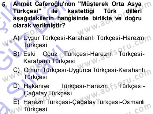 Orhun Türkçesi Dersi 2014 - 2015 Yılı (Vize) Ara Sınav Soruları 5. Soru
