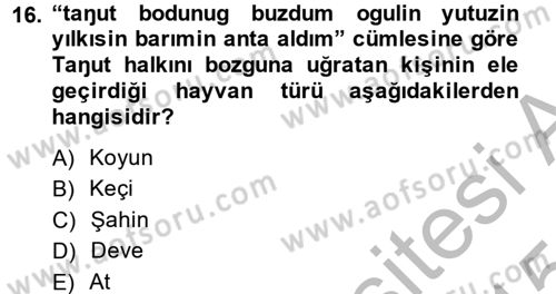 Orhun Türkçesi Dersi 2014 - 2015 Yılı (Final) Dönem Sonu Sınav Soruları 16. Soru