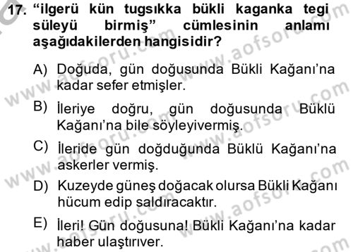 Orhun Türkçesi Dersi 2014 - 2015 Yılı (Final) Dönem Sonu Sınav Soruları 17. Soru